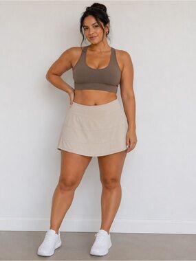 Lululemon Athletic Tennis Golf Skort Skirt Built-In Shorts Beige Cream Size 12